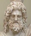 Ptolemy Sr.'s Egyptian [O]sir[is] + Apis) gods Hellenized to Greek Ser•apis, morphed with Zeus ≈190 C.E. (Heraklion Archeology Museum)